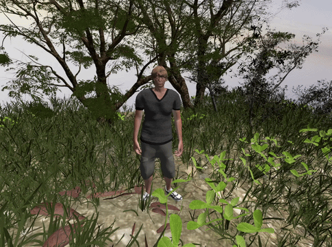 An NPC speaking to the player in the 3D scene